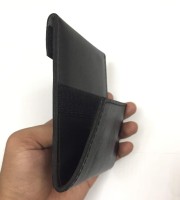 Pure Leather Waterproof Bike Documents Pouch Bag (Black)