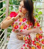 Halfsilk Screen Print Saree With Blouse