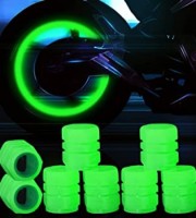4pcs, Fashion Luminous Tire Valve Stem Caps ( green )