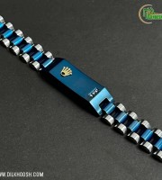 Original Rolex Crown Design Stylish Men's Stainless Steel Bracelet (Blue)   coad 777